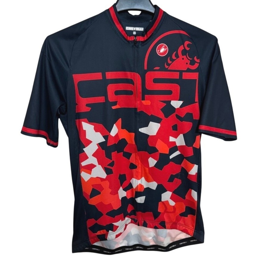 Castelli Cycling Jersey Mens 2XL Blue Red Geometric Scorpion Double Graphic